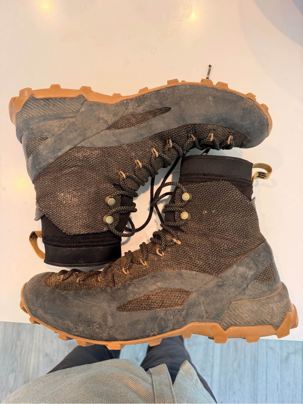 Men's Brown Rugged Hiking Boots with Gum Outsole